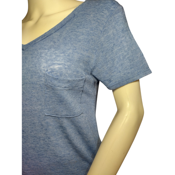 Mossimo Womens Pullover Cap Sleeve V-neck Tee Shirt Blue Size Small - Picture 9 of 16